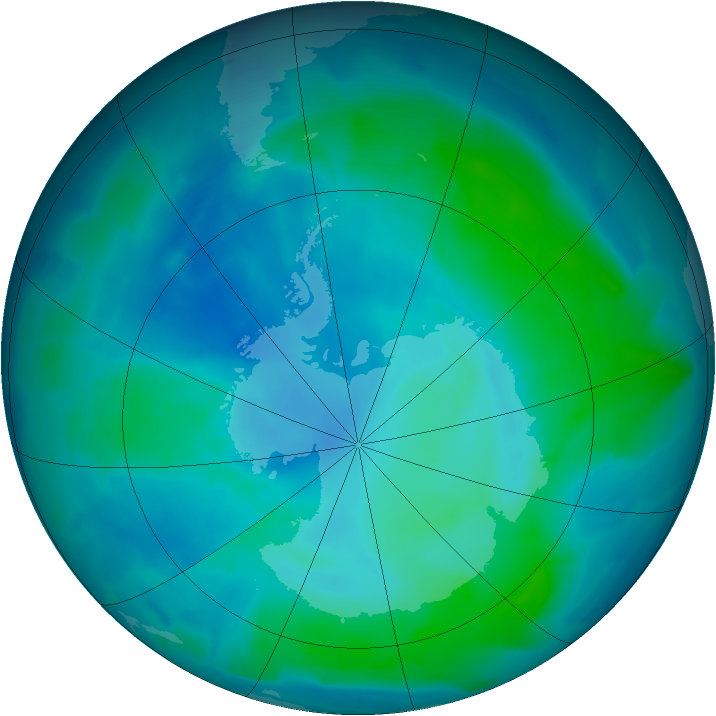 Antarctic ozone map for 23 February 2012